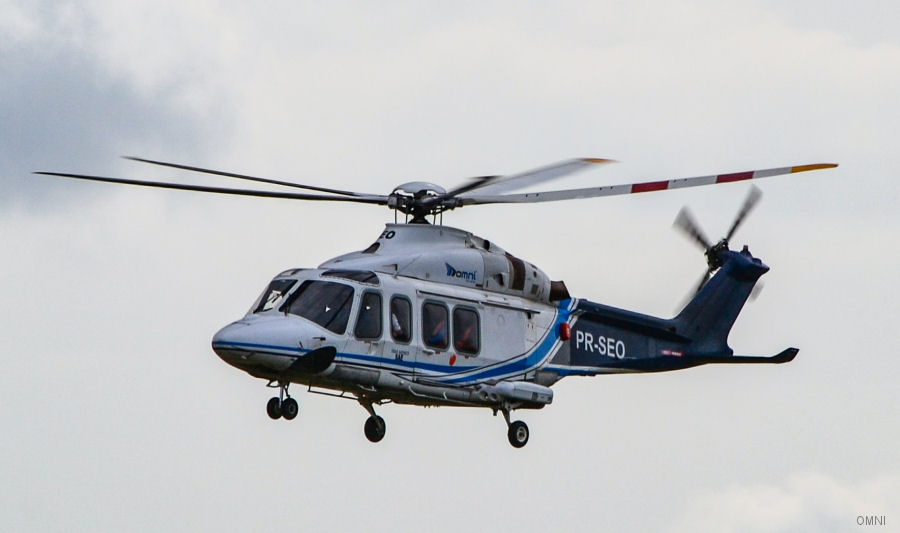 Detailed history and photos of helicopter AgustaWestland AW139 Serial 41207 Register G-PJCM PR-SEO N117YS used by Bond Helicopters Ltd (2022) ,Omni Taxi Aereo OTA ,Senior Taxi Aereo ,Lobo Leasing ,AgustaWestland Philadelphia (Leonardo USA) Track service timeline and current status.
