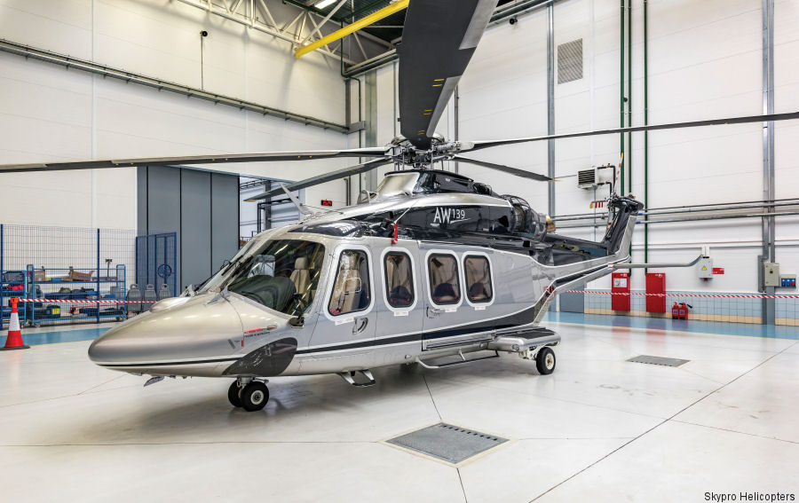 Helicopter AgustaWestland AW139 Serial 60008 Register RA-01997 608 used by Skypro Helicopters ,Russian Helicopters. Aircraft history and location