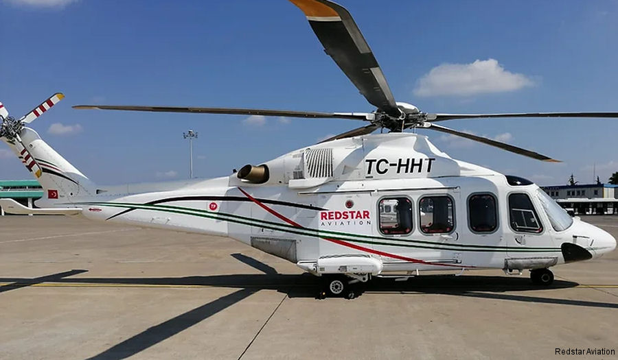 Helicopter AgustaWestland AW139 Serial  Register TC-HHT used by Redstar Aviation. Aircraft history and location