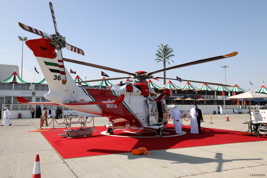 Helicopter AgustaWestland AW139 Serial 31596 Register 360 used by United Arab Emirates Air Force UAEAF. Aircraft history and location