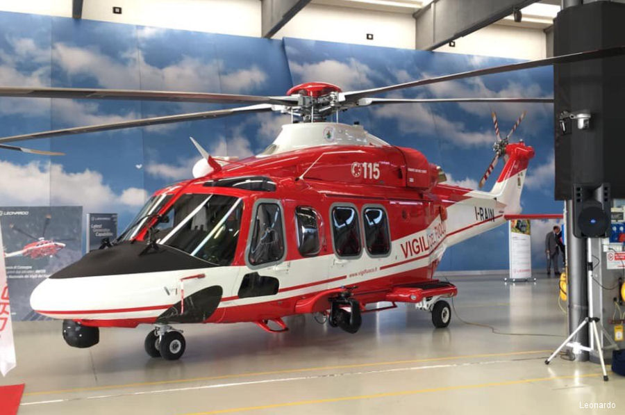 Helicopter AgustaWestland AW139 Serial 31845 Register VF-140 used by Vigili del Fuoco (Italian Firefighters). Built 2019. Aircraft history and location