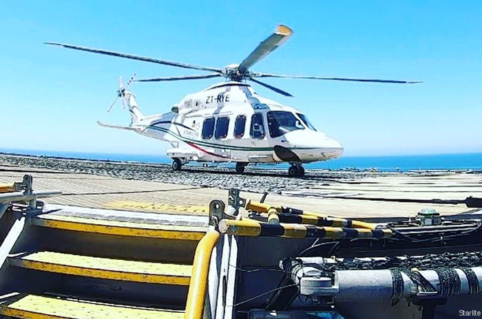 Detailed history and photos of helicopter AgustaWestland AW139 Serial 41225 Register ZT-RYE A7-GHH N413SM used by Starlite Helicopters ,Gulf Helicopters ,AgustaWestland Philadelphia (Leonardo USA) Track service timeline and current status.
