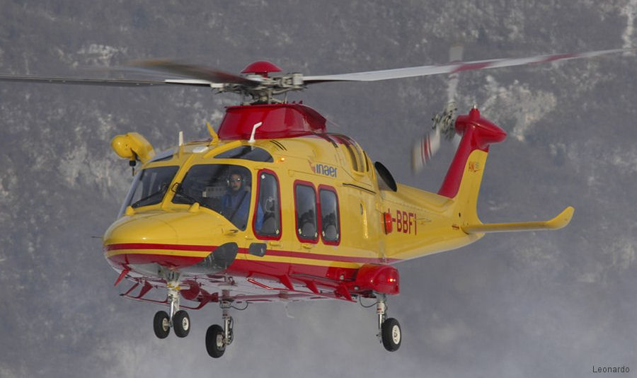 Helicopter AgustaWestland AW169 Serial 69016 Register I-BBFI used by INAER Italia. Built 2016. Aircraft history and location
