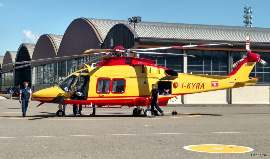 Helicopter AgustaWestland AW169 Serial 69045 Register I-KYRA used by INAER Italia. Aircraft history and location