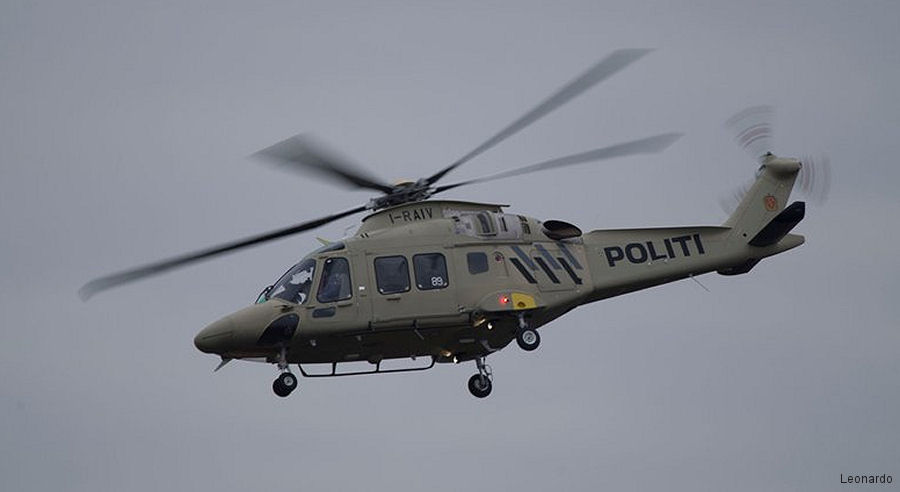 Detailed history and photos of helicopter AgustaWestland AW169 Serial 69089 Register LN-ORA I-RAIV used by Politi (Norwegian Police) ,Leonardo Italy Track service timeline and current status.
