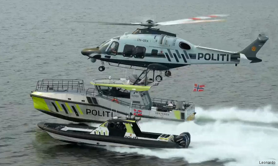 Detailed history and photos of helicopter AgustaWestland AW169 Serial 69089 Register LN-ORA I-RAIV used by Politi (Norwegian Police) ,Leonardo Italy Track service timeline and current status.