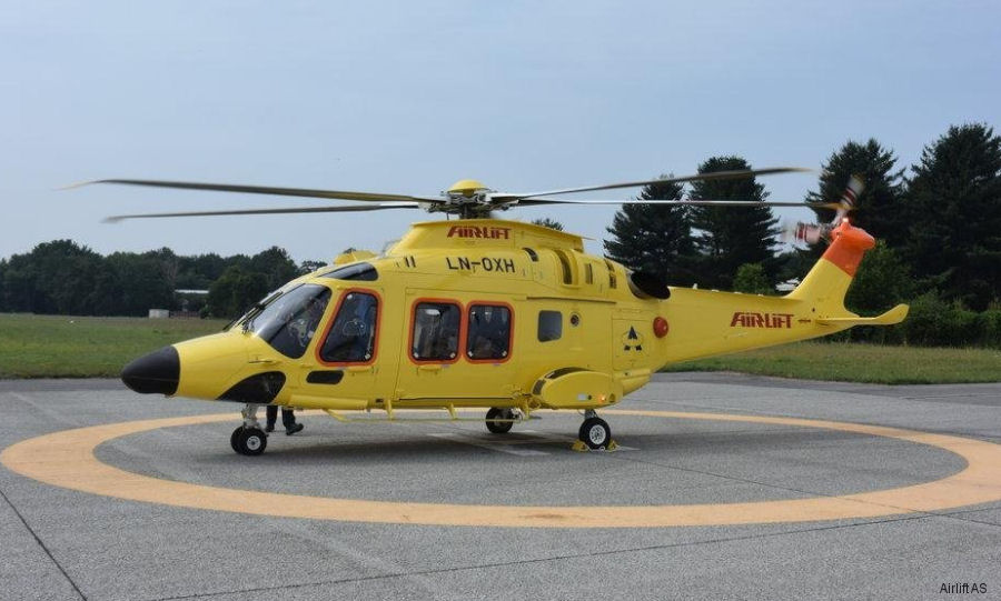 Detailed history and photos of helicopter AgustaWestland AW169 Serial 69026 Register LN-OXH I-EASX used by Airlift AS ,Leonardo Italy Track service timeline and current status.