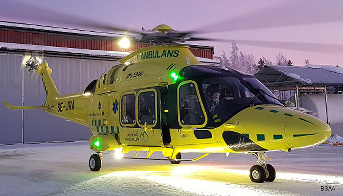 Detailed history and photos of helicopter AgustaWestland AW169 Serial 69044 Register SE-JRA used by Scandinavian AirAmbulance SAA (Babcock / Avincis Sweden) ,Milestone Aviation Track service timeline and current status.