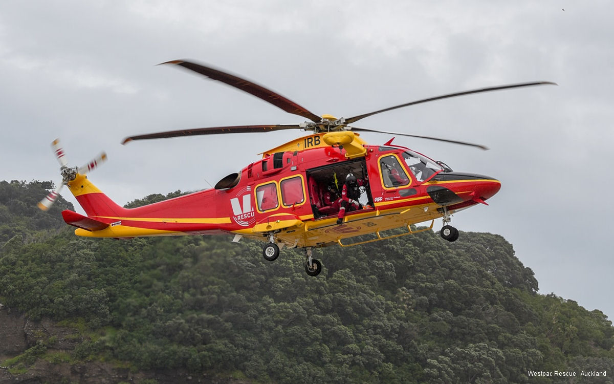 Detailed history and photos of helicopter AgustaWestland AW169 Serial 69136 Register ZK-IRB N269LL used by New Zealand Rescue Helicopters ARHT (Auckland Rescue Helicopters Trust) ,Northern Rescue Helicopter ,Life Link III ,AgustaWestland Philadelphia (Leonardo USA) Track service timeline and current status.
