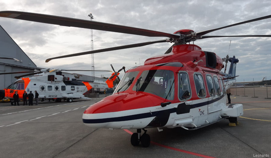 Helicopter AgustaWestland AW189 Serial 89011 Register PH-EUL G-ERBA I-EASN used by CHC Helicopters Netherlands bv CHC NL ,CHC Scotia ,Leonardo Italy. Built 2018. Aircraft history and location