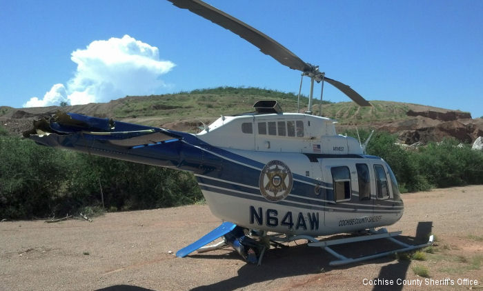 Helicopter Bell 206L-4 Long Ranger Serial 52298 Register N64AW used by Cochise County Sheriff Department ,Airwest Helicopters. Built 2004. Aircraft history and location