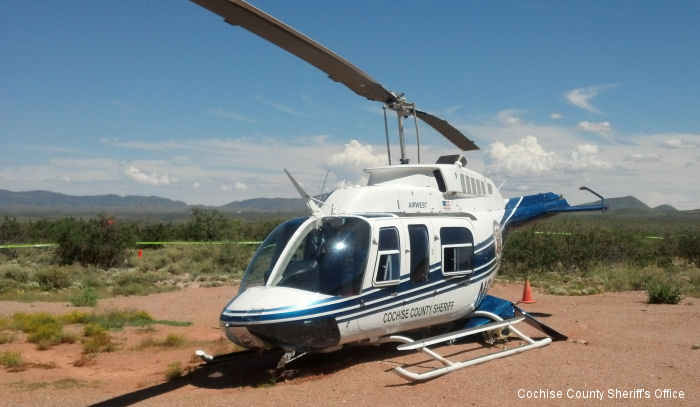 Helicopter Bell 206L-4 Long Ranger Serial 52298 Register N64AW used by Cochise County Sheriff Department ,Airwest Helicopters. Built 2004. Aircraft history and location