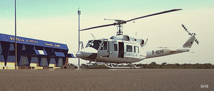 Detailed history and photos of helicopter Bell 212 Serial 30650 Register EC-MTR D-HEPP used by Rotorsun ,Global Helicopter Service GmbH GHS ,HELOG Lufttransport KG ,Agrarflug Helilift GmbH ,Bundespolizei (German Federal Police (BPOL)) Track service timeline and current status.