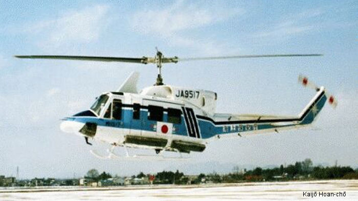 Detailed history and photos of helicopter Bell 212 Serial 30587 Register EC-GLV N605LH JA9517 used by Helimar Helicopteros ,Lloyd Helicopters US ,Kaijō Hoan-chō JPCG (Japanese Coast Guard) Track service timeline and current status.