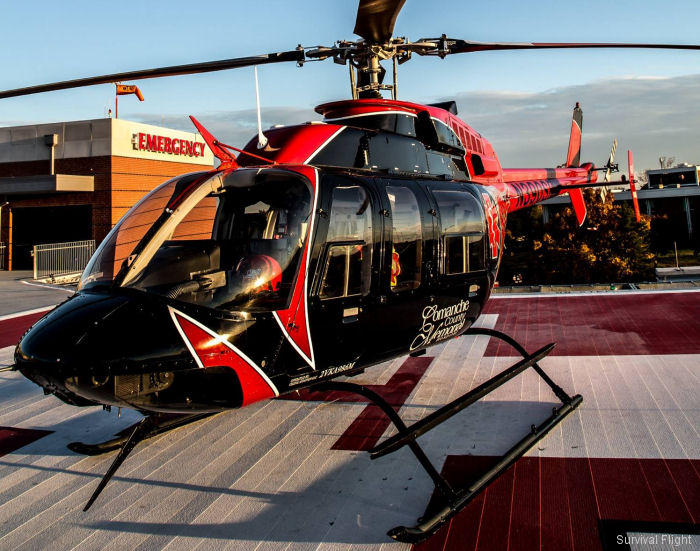 Helicopter Bell 407 Serial 53407 Register N390SF N407AJ N97SP used by Survival Flight State of Delaware. Built 2000. Aircraft history