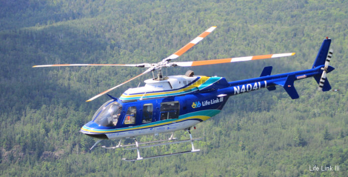 Helicopter Bell 407 Serial 53446 Register N404LL N434BC N911LN used by Rocky Mountain Holdings ,Life Link III. Built 2000. Aircraft history and location