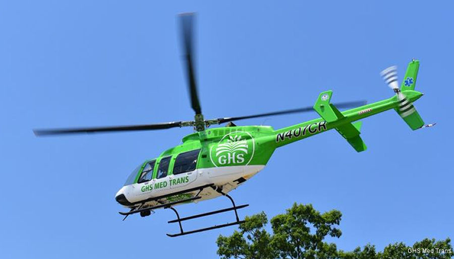 Detailed history and photos of helicopter Bell 407 Serial 53254 Register N407CR used by GHS (Greenville Health System MedTrans) ,Med Trans Corp Track service timeline and current status.