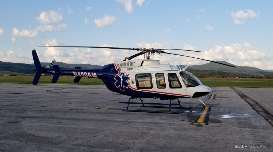 Detailed history and photos of helicopter Bell 407GX Serial 54435 Register N450AM used by Black Hills Life Flight ,Air Methods ,Bell Helicopter Track service timeline and current status.