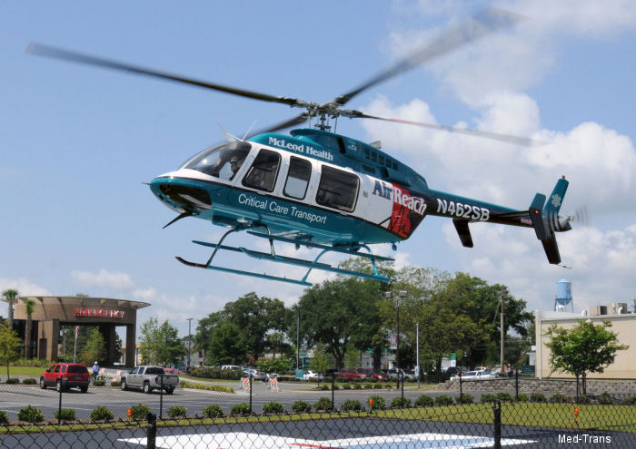 Detailed history and photos of helicopter Bell 407 Serial 54092 Register N407AR N462SB C-GOLQ used by McLeod Health ,Med Trans Corp ,Bell Helicopter ,Bell Helicopter Canada Track service timeline and current status.