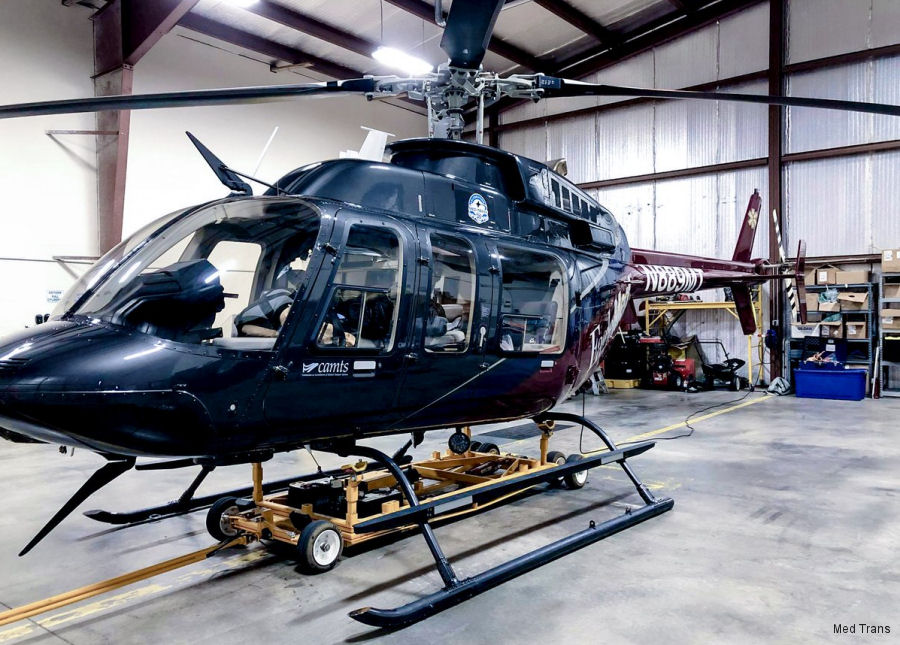 Helicopter Bell 407GXP Serial 54630 Register N889MT used by EagleMed ,TVPX ,Med Trans Corp ,Bell Helicopter. Built 2015. Aircraft history and location