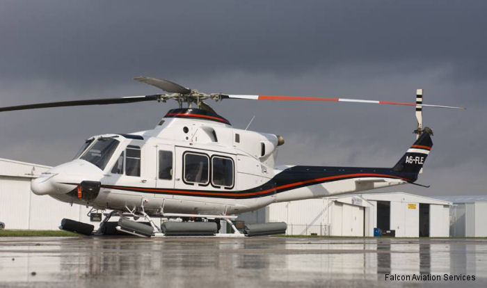 Helicopter Bell 412EP Serial 36460 Register ZS-RDV A6-FLE used by Starlite Helicopters ,Falcon Aviation Services FAS. Built 2008. Aircraft history and location