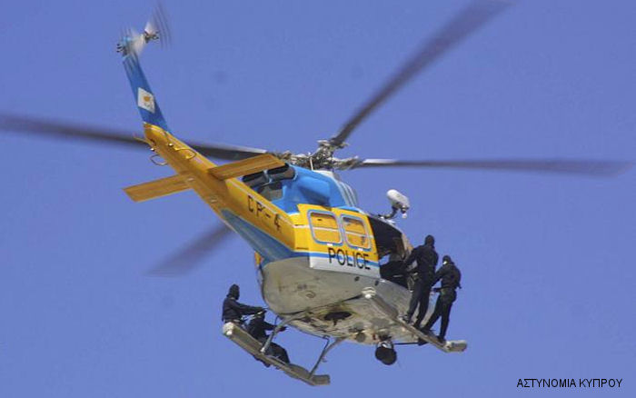 Detailed history and photos of helicopter Bell 412EP Serial 36155 Register CP-4 N72335 used by Astinomia Kiprou (Cyprus Police) ,Bell Helicopter Track service timeline and current status.