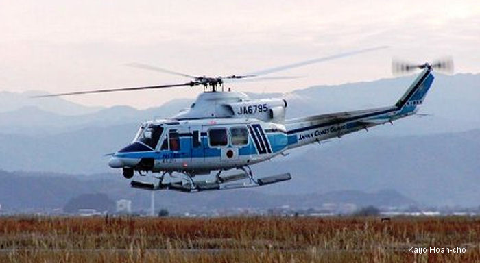 Detailed history and photos of helicopter Bell 412EP Serial 36120 Register JA6795 used by Kaijō Hoan-chō JPCG (Japanese Coast Guard) Track service timeline and current status.