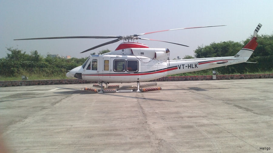 Helicopter Bell 412EP Serial 36280 Register VT-HLK PK-URH A6-HBM used by Heligo Charters Pvt HCPL ,Abu Dhabi Aviation ADA. Aircraft history and location
