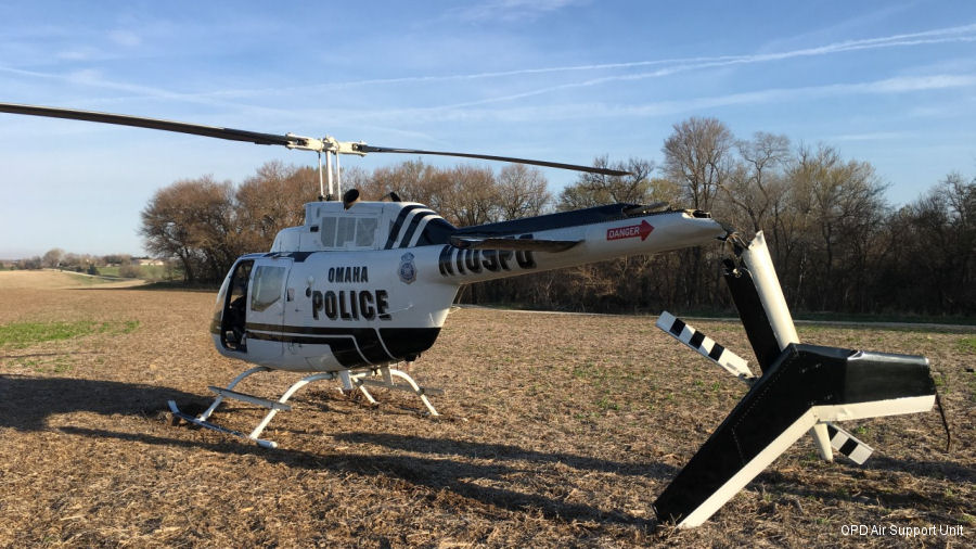 Helicopter Bell OH-58A Kiowa Serial 41316 Register N109PD 71-20455 used by OPD (Omaha Police Department) ,US Army Aviation Army. Aircraft history and location