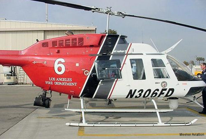 Helicopter Bell 206L-3 Long Ranger Serial 51360 Register N95629 N306FD N94WP used by Los Angeles ,LAFD (Los Angeles Fire Department). Built 1990. Aircraft history and location