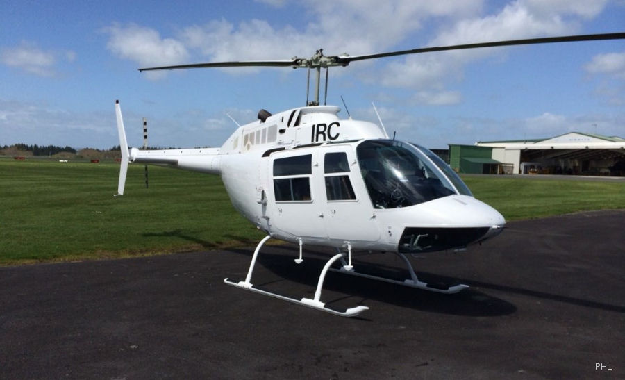 Detailed history and photos of helicopter Bell 206B-2 Jet Ranger Serial 967 Register ZK-IRC G-BARP used by Precision Helicopters Ltd PHL ,Western Power Distribution WPD Track service timeline and current status.