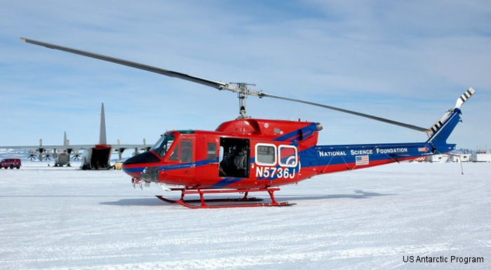 Detailed history and photos of helicopter Bell 212 Serial 31140 Register N5736J used by NSF (National Science Foundation) ,PHI Inc Track service timeline and current status.