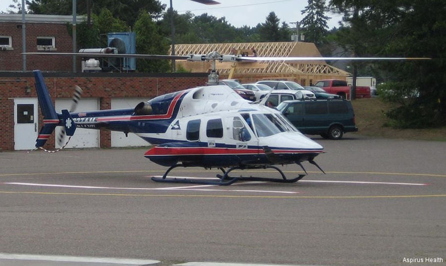 Helicopter Bell 222UT Serial 47542 Register N227AM N820AM N885AL N772AM N24SP N31952 used by State of Wisconsin ,Air Methods ,State of Oregon ,Bell Helicopter. Built 1985. Aircraft history and location