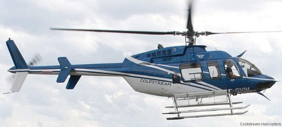 Helicopter Bell 407 Serial 53001 Register C-GVIH XA-ILG N407BT D-HMON C-FWQY used by Coldstream Helicopters ,VIH Aerospace VIHA ,ASESA (Aeroservicios Especializados SA) ,Summit Helicopters Inc ,Blue Canarias Helicopters ,Bell Helicopter ,Bell Helicopter Canada. Built 1995. Aircraft history and location
