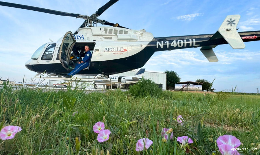 Detailed history and photos of helicopter Bell 407 Serial 53575 Register N140HL used by Apollo MedFlight ,GM Leasing Track service timeline and current status.