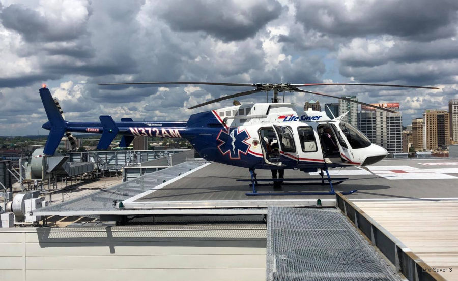 Detailed history and photos of helicopter Bell 407GXP Serial 54587 Register N372AM N538CB used by LifeSaver ,Air Methods ,Bell Helicopter Track service timeline and current status.