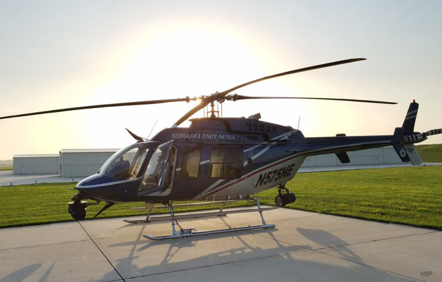 Detailed history and photos of helicopter Bell 407 Serial 53670 Register N575NE used by NSP (Nebraska State Patrol) Track service timeline and current status.