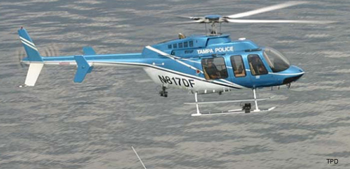 Detailed history and photos of helicopter Bell 407 Serial 53546 Register N512TP N817DF N4033S used by TPD (Tampa Police Department) ,Bell Helicopter Track service timeline and current status.