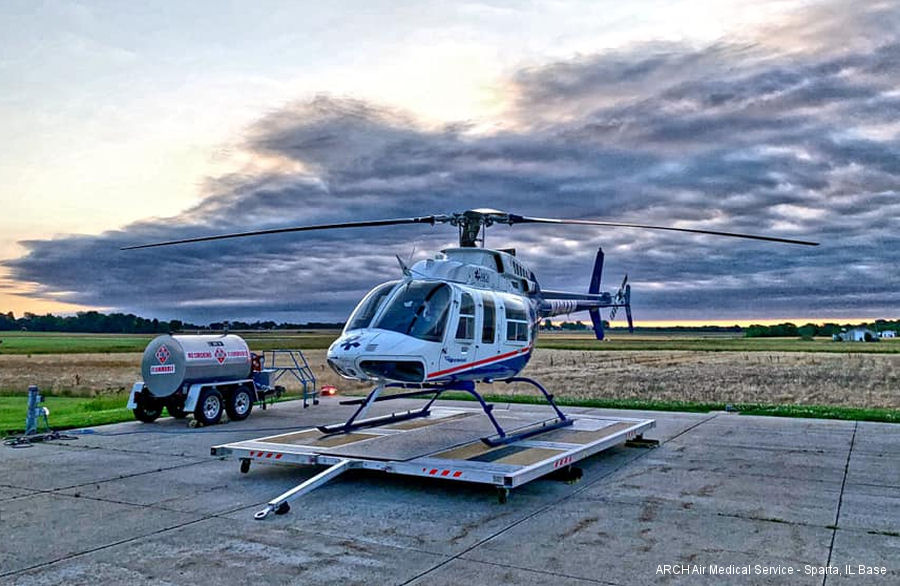 Detailed history and photos of helicopter Bell 407GX Serial 54546 Register N404AM used by ARCH Air Medical Service ,Air Methods ,Bell Helicopter Track service timeline and current status.