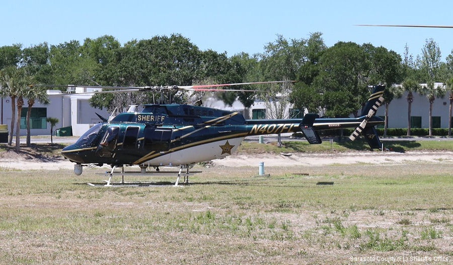 Detailed history and photos of helicopter Bell 407GX Serial 54357 Register N407FL N857RP used by Sarasota County Sheriffs Office Track service timeline and current status.