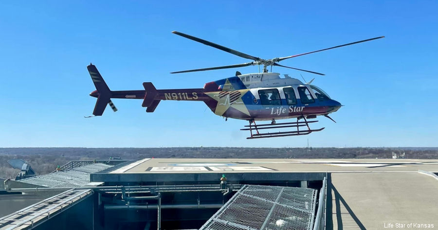 Detailed history and photos of helicopter Bell 407GX Serial 54540 Register N911LS N766MT N522UC used by Life Star of Kansas (Topeka Air Ambulance) ,Wings Air Rescue ,Med Trans Corp ,GC Air Llc ,Bell Helicopter Track service timeline and current status.