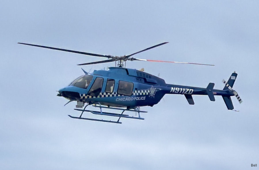 Helicopter Bell 407GXi Serial 56414 Register N911ZQ used by CPD (Chicago Police Department) ,Bell Helicopter. Built 2024. Aircraft history and location