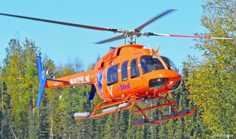 Helicopter Bell 407GXP Serial 54621 Register N409LM used by LifeMed Alaska ,Air Methods. Built 2015. Aircraft history and location