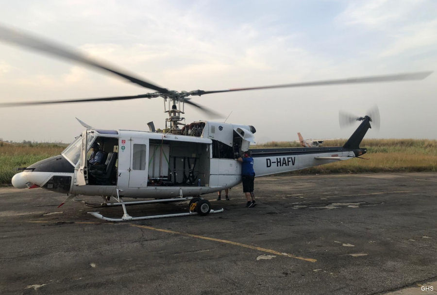 Detailed history and photos of helicopter Bell 412EP Serial 36414 Register D-HAFV 9Y-TNT N386AL used by Global Helicopter Service GmbH GHS WFP (World Food Programme) ,Agrarflug Helilift GmbH ,Bristow Caribbean ,Air Logistics Track service timeline and current status.