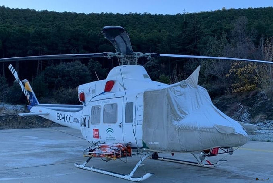 Detailed history and photos of helicopter Bell 412 Serial 33043 Register EC-IXX N419EH used by Pegasus Aero Group Andalucía (Government of Andalusia) ,Administraciones Locales (Spanish Autonomous Communities) ,Heliduero ,ERA Helicopters Track service timeline and current status.