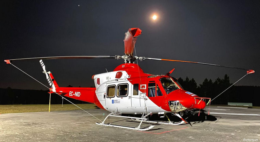 Detailed history and photos of helicopter Bell 412 Serial 33105 Register EC-NID D-HHPP VH-ZZV G-CDAF PK-HMS used by Rotorsun ,Administraciones Locales (Spanish Autonomous Communities) ,Calquin ,Agrarflug Helilift GmbH Track service timeline and current status.