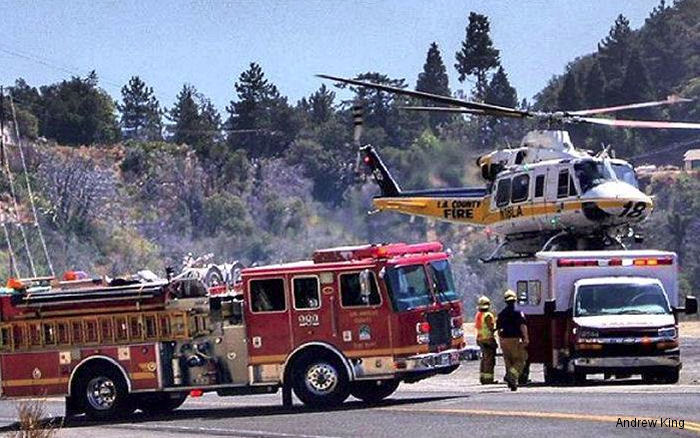 Helicopter Bell 412HP Serial 36043 Register N18LA used by LACoFD (Los Angeles County Fire Department). Built 1992. Aircraft history and location