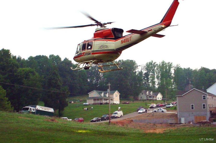 Helicopter Bell 412SP Serial 33125 Register N410MA N411UT N412CF used by Mercy Air State of Tennessee. Built 1986. Aircraft history and location