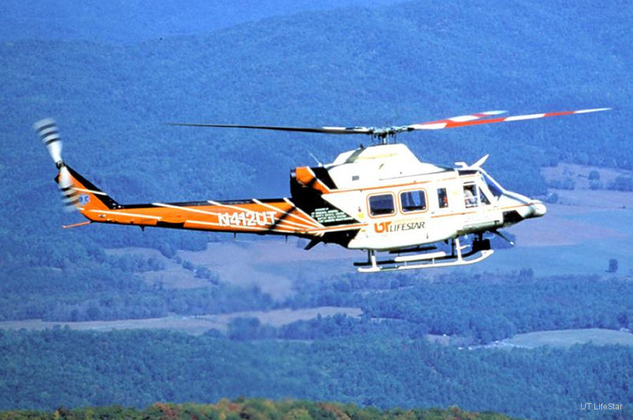 Helicopter Bell 412 Serial 33025 Register N405LN N412UT N9106D C-GAHW N412CH used by Mercy Air ,Air Methods ,UT LifeStar ,Alpine Helicopters. Built 1981. Aircraft history and location