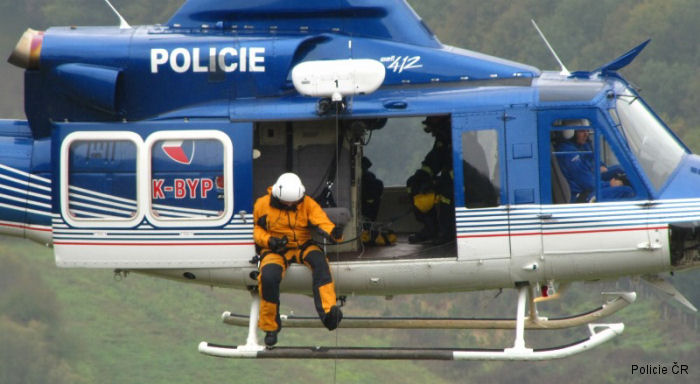 Detailed history and photos of helicopter Bell 412EP Serial 36409 Register OK-BYP C-FIRX used by Policie České Republiky (Police of the Czech Republic) ,Bell Helicopter Canada Track service timeline and current status.